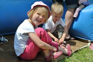 FH girl tying shoes